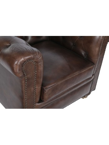 Sillón Piel 84X77X77 Chester Marrón Oscuro.