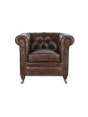 Sillón Piel 84X77X77 Chester Marrón Oscuro.