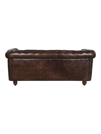 Sofá Piel 190X77X80 Chester 3 Plazas Marrón Oscuro.