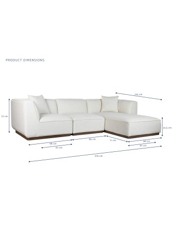 Sofá Madera De Hevea Poliéster 279X171X72 Crema.