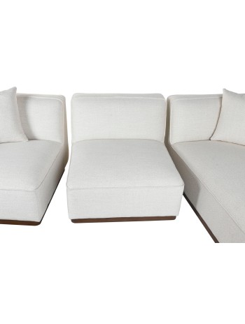 Sofá Madera De Hevea Poliéster 279X171X72 Crema.