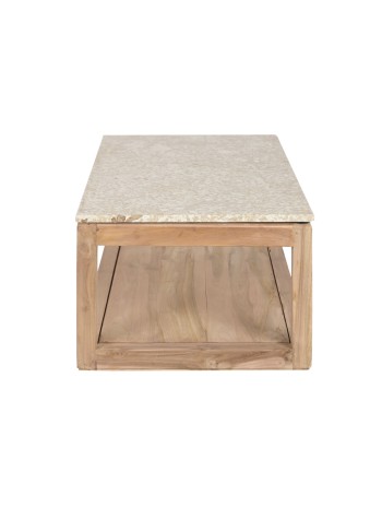 Mesa Centro Madera Reciclada Mármol 120X60X40.