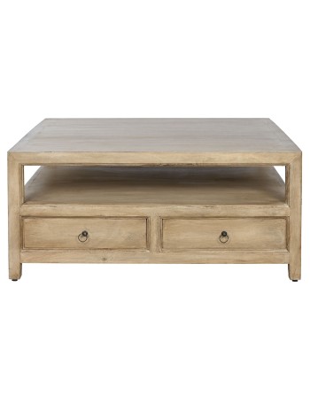 Mesa Centro Madera Mango 100X100X45 Cajones.