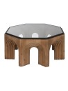 Mesa Centro Abeto Cristal 99X99X46 Arco Marrón.