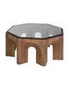 Mesa Centro Abeto Cristal 99X99X46 Arco Marrón.