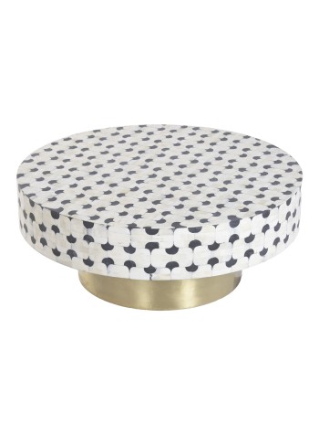 Mesa Centro Hueso 100X100X42 Taracea Bicolor.