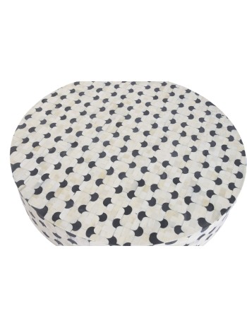 Mesa Centro Hueso 100X100X42 Taracea Bicolor.