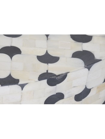 Mesa Centro Hueso 100X100X42 Taracea Bicolor.