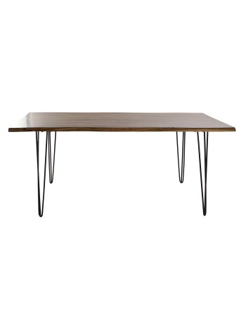 Mesa Comedor Acacia Metal 180X91X76 Marrón.