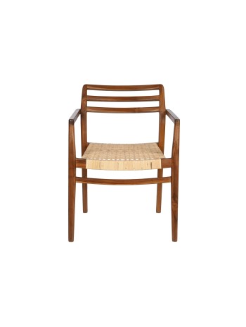 Silla Teca Ratán 58X50X86 Marrón.