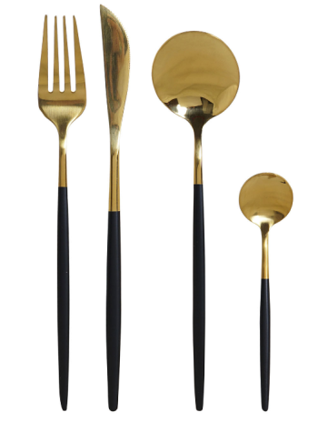 Set Cubiertos 16 piezas Inox Dorados