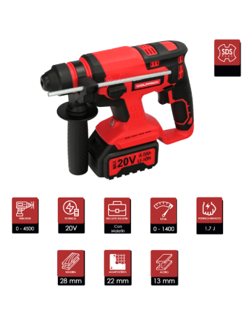Martillo Perforador SDS Plus a Batería o Taladro
