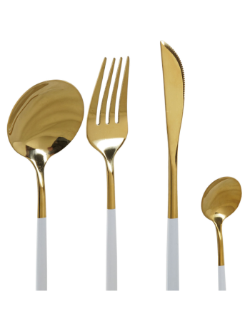 Set Cubiertos 16 piezas Inox Dorados