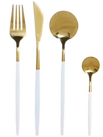 Set Cubiertos 16 piezas Inox Dorados