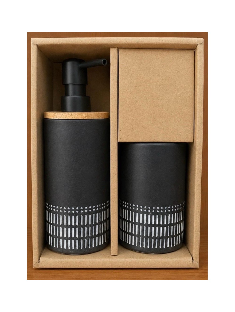 Juego Baño Dosificador y Vaso Negro