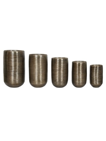 Macetero Set 5 Aluminio Envejecido Cobre