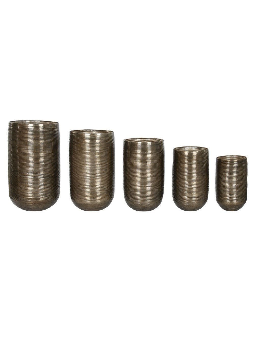 Macetero Set 5 Aluminio Envejecido Cobre