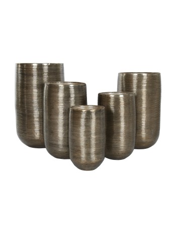 Macetero Set 5 Aluminio Envejecido Cobre