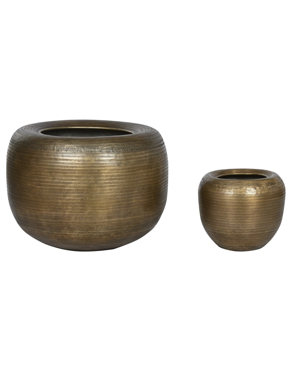 Macetero Set 2 Aluminio Patinado Dorado
