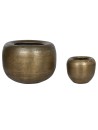 Macetero Set 2 Aluminio Patinado Dorado