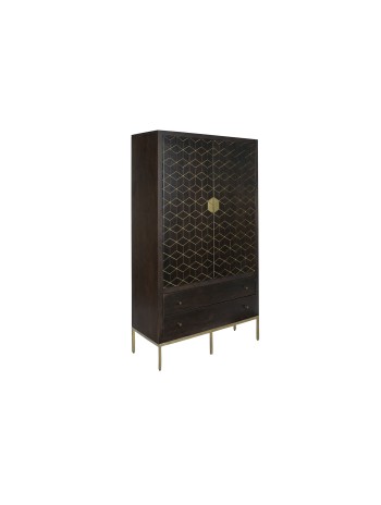Armario Acacia Metal 100X40X175 Marrón Oscuro.