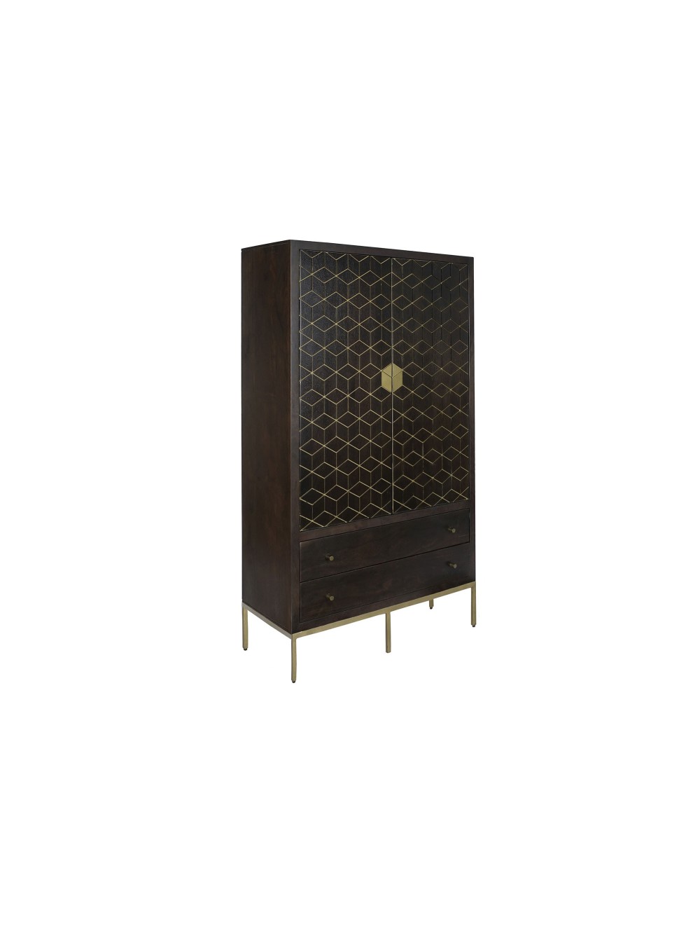 Armario Acacia Metal 100X40X175 Marrón Oscuro.