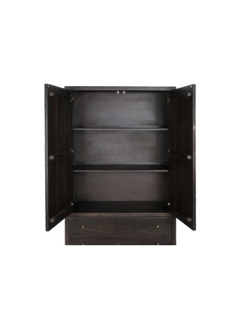 Armario Acacia Metal 100X40X175 Marrón Oscuro.