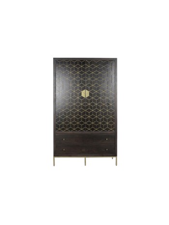 Armario Acacia Metal 100X40X175 Marrón Oscuro.
