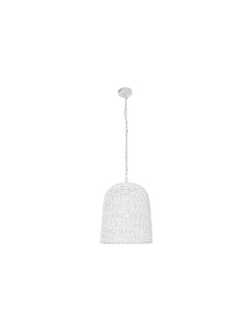 Lámpara Techo Hierro Madera 58X58X71 Blanco.